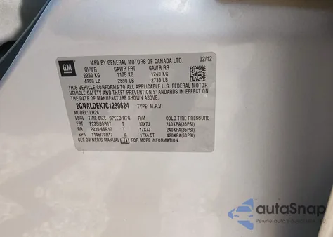 2012 Chevrolet Equinox 1Lt z USA, uszkodzony, nr VIN 2GNALDEK7C1239624